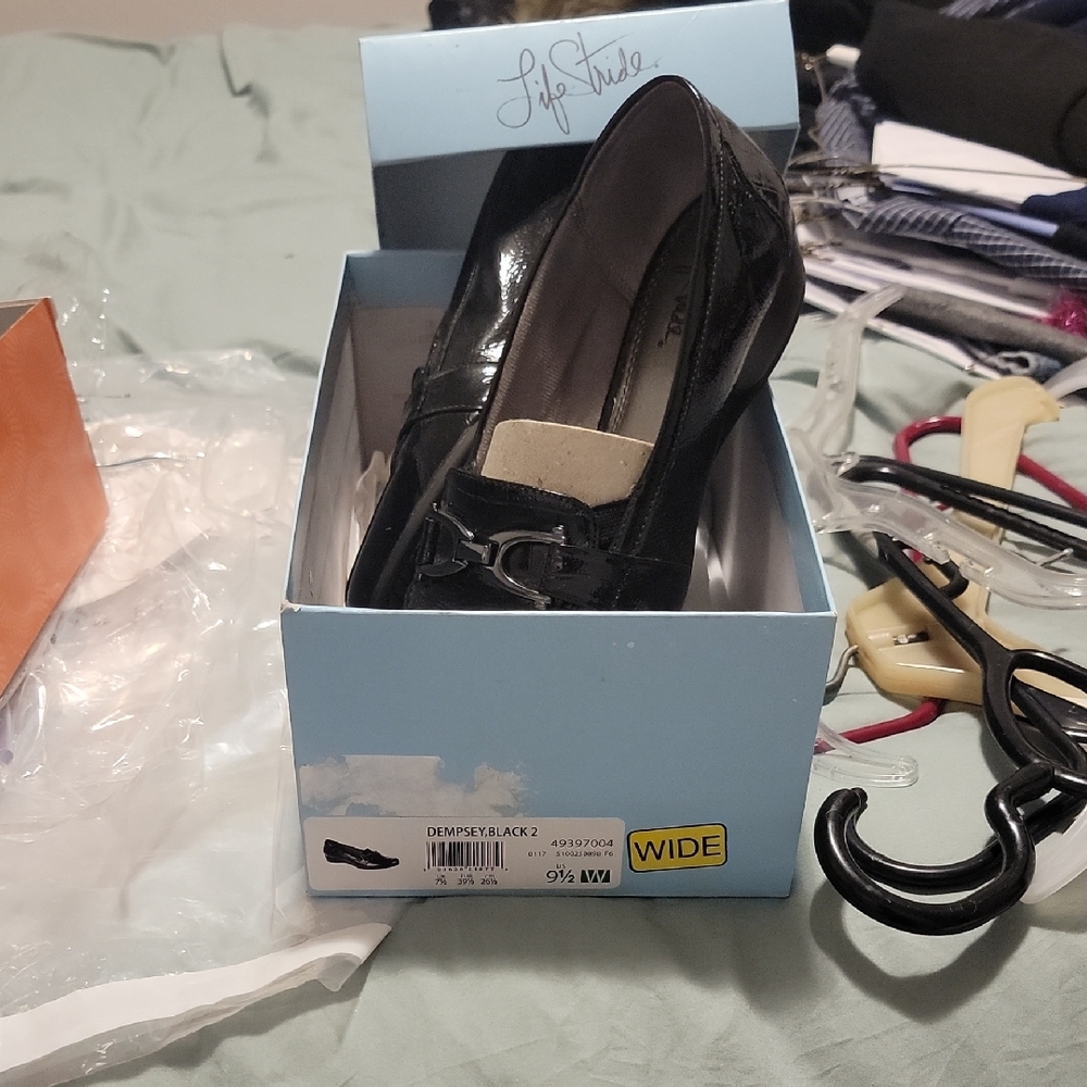 Life Stride Black Patent Loafers with Bit Accent